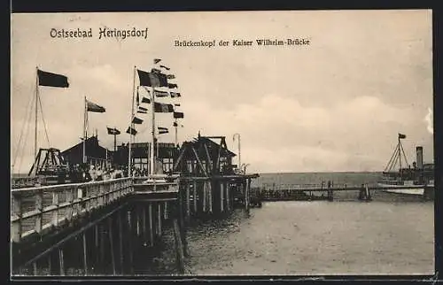 AK Heringsdorf, Ostseebad, Brückenkopf der Kaiser Wilhelm-Brücke