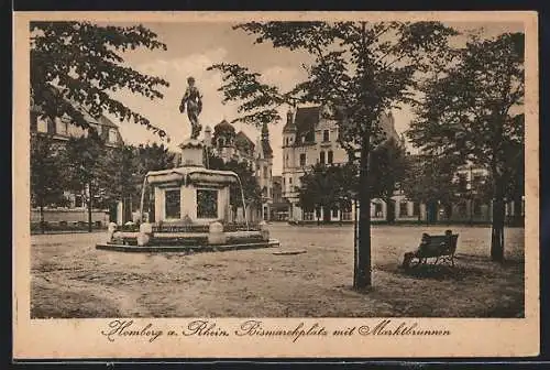 AK Homberg /Rhein, Bismarckplatz mit Marktbrunnen