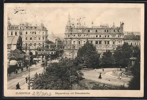 AK Elberfeld, Döppersberg mit Schwebebahn