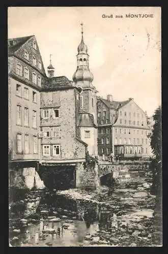 AK Montjoie, Ortspartie mit Brücke