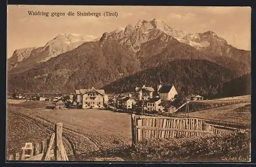 AK Waidring /Tirol, Ortsansicht gegen die Steinberge