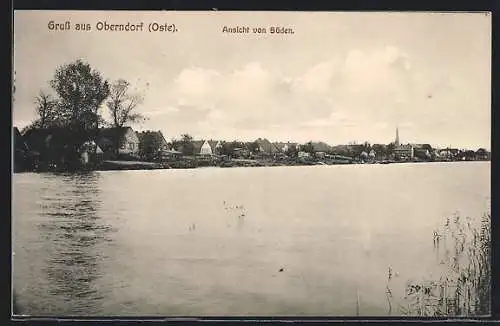 AK Oberndorf /Oste, Ortsansicht übers Wasser von Süden