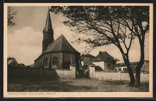 AK Helgoland, Teilansicht mit Kirche