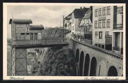 AK Helgoland, Falm mit Fahrstuhl, Haus Belvedere