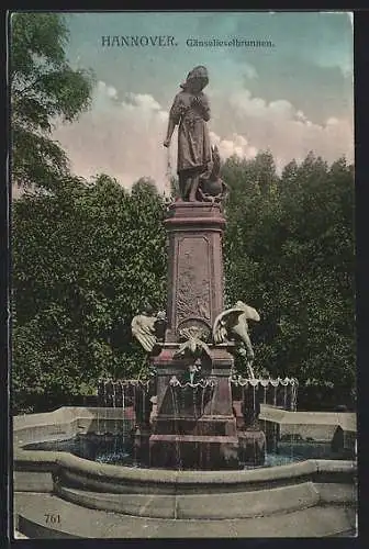 AK Ganzsache PP23C30 /05: Hannover, XXV. Deutscher Philatelisten-Tag 15.-18.08.1913, Gänselieselbrunnen