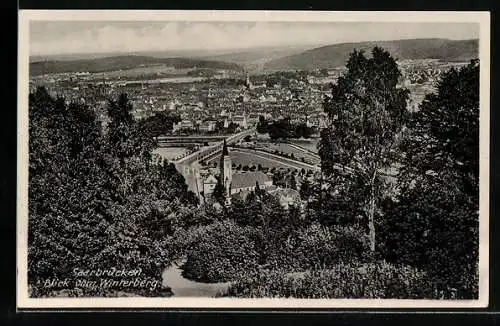 AK Saarbrücken, Ortsansicht vom Winterberg aus