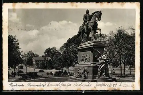 AK Karlsruhe, Denkmal am Kaiserplatz