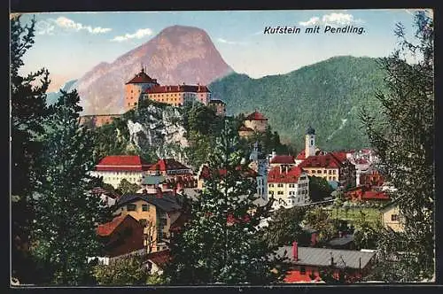 AK Kufstein, Festung mit einem Teil der Ortschaft und Pendling