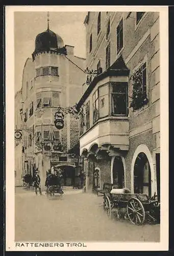 AK Rattenberg, Strassenpartie mit Gasthaus