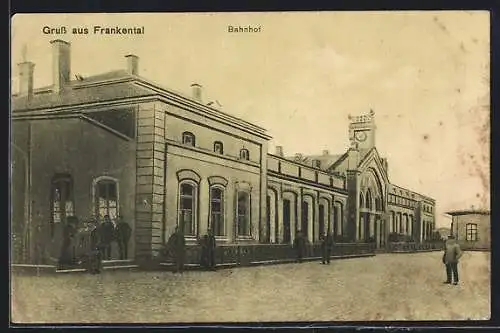 AK Frankenthal / Rhein, Bahnhof mit Strassenpartie