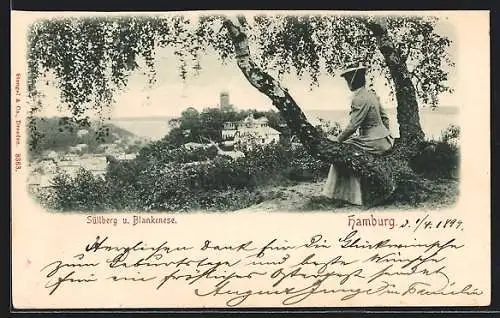 AK Hamburg-Blankenese, Blick vom Berg auf Süllberg