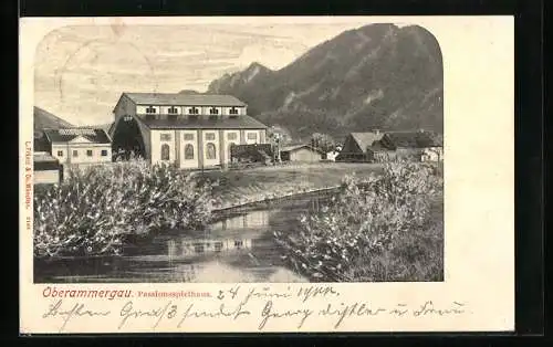 AK Oberammergau, Passionsspielhaus mit Umgebung