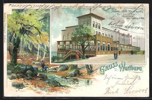 Lithographie Hamburg-Heimfeld, Hotel zur Wartburg von L. Plath