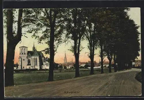 AK Kevelaer, Ortsansicht mit Kirche