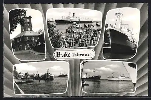 AK Brake /Unterweser, Hafen, Kaje, Schiff Tinnum