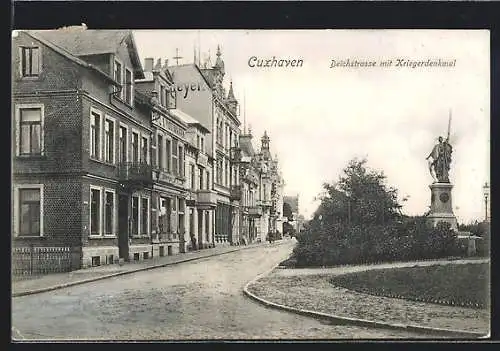 AK Cuxhaven, Deichstrasse mit Kriegerdenkmal