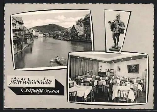 AK Eschwege / Werra, Hotel Werrabrücke, Innenansicht