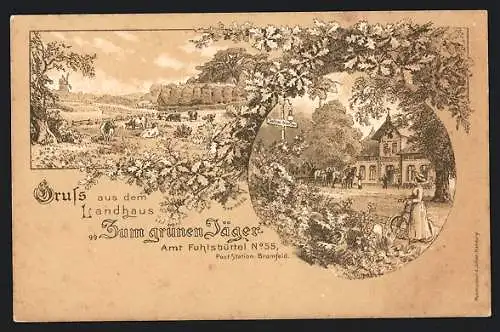 Lithographie Hamburg-Fuhlsbüttel, Landhaus Zum grünen Jäger