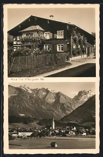 AK Oberstdorf i. bayr. Allgäu, Haus Sinz, Küfergasse 268, Ortsansicht aus der Vogelschau