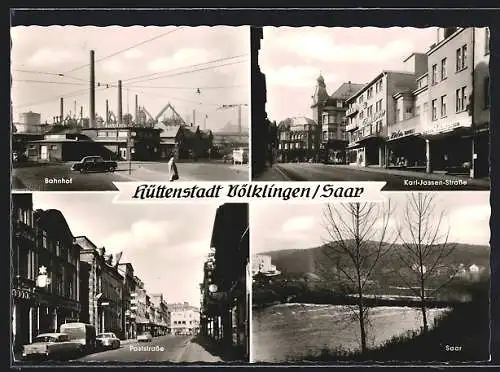 AK Völklingen /Saar, Bahnhof, Karl-Jassen-Strasse und Poststrasse