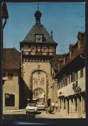 AK Bietigheim /Württ., Eiscafé Italia und Autos am Unteren Tor