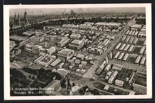 AK München, 4. Reichsnährstands-Ausstellung 1937, Blick auf das Ausstellungsgelände aus der Vogelschau