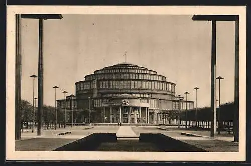 AK Breslau, auf dem Vorplatz der Jahrhunderthalle