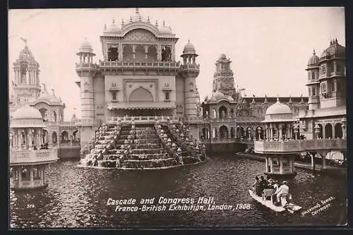 AK London, Franco-British Exhibition 1908, Cascade and Congress Hall