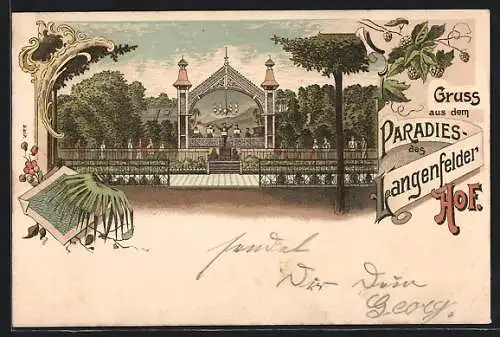 Lithographie Hamburg-Langenfelde, Gasthaus Langenfelder Hof