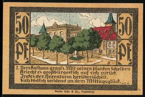 Notgeld Calbe a. d. S., 50 Pfennig, Rathaus