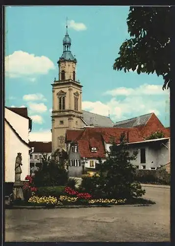 AK Bergrheinfeld, Ortspartie mit Blick zur Kirche