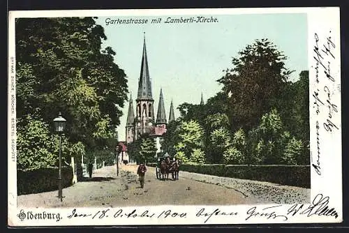 AK Oldenburg / Oldenburg, Gartenstrasse mit Lamberti-Kirche