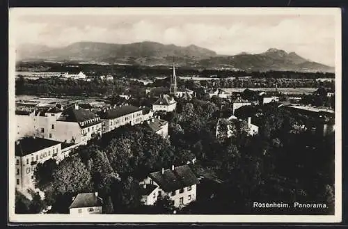 AK Rosenheim / Bayern, Teilansicht mit Bergen