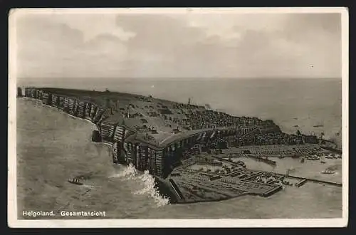 Künstler-AK Helgoland, Gesamtansicht Insel