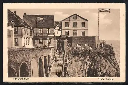 AK Helgoland, Grosse Treppe aus der Vogelschau