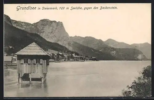 AK Grundlsee in Steiermark, Ortsansicht gegen Backenstein