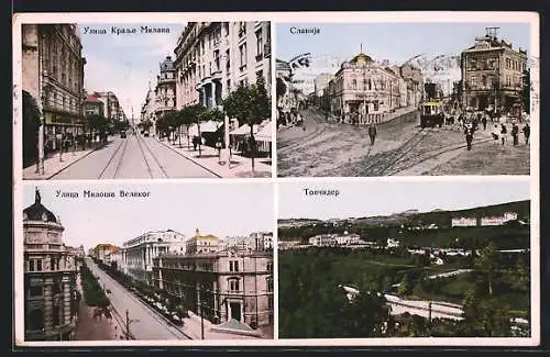 AK Belgrade, Panorama, Strassenbahn