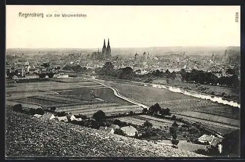 AK Regensburg, Panorama von den Winzererhöhen