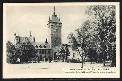 AK Zürich, Seidenstoff-Versand Adolf Grieder & Cie.