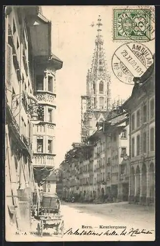 AK Bern, Kesslergasse mit Münsterspitze