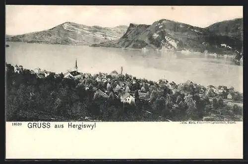 AK Hergiswyl, Blick auf Ortschaft und See