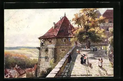 Künstler-AK Charles F.Flower: Tübingen, Schloss Hohentübingen mit Burglinde