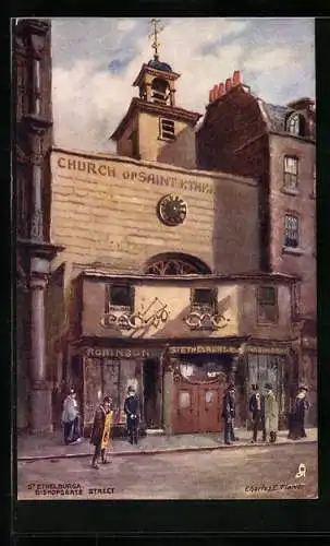 Künstler-AK Charles F. Flower: London, St. Ethelburga, Bishopsgate Street