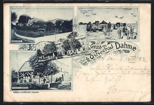 AK Dahme / Ostsee, Gasthof F. Mumm, Pension Höppner, Dorfpartie