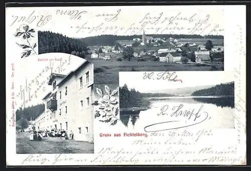 AK Fichtelberg / Fichtelgebirge, Gasthof zur Post, Fichtelsee, Teilansicht