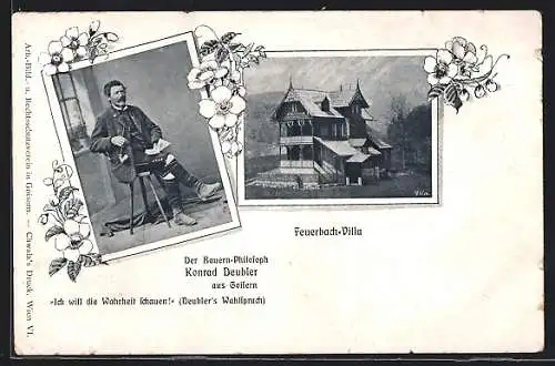 AK Goisern, Bauern-Philosoph Konrad Deubler, Feuerbach-Villa