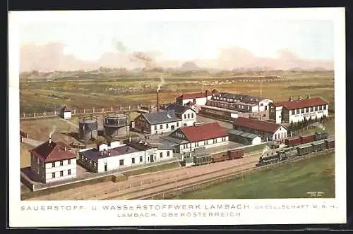 Künstler-AK Lambach /Ob.-Oe., Sauerstoff- und Wasserstoffwerk Lambach, Gesellschaft m.b.H.