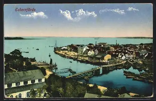 AK Eckernförde, Teilansicht mit Brücke