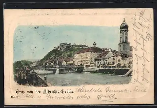 AK Graz, Ortsansicht von der Albrechts-Brücke