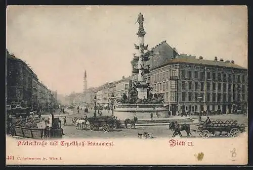 AK Wien, Praterstrasse mit Tegetthoff-Monument